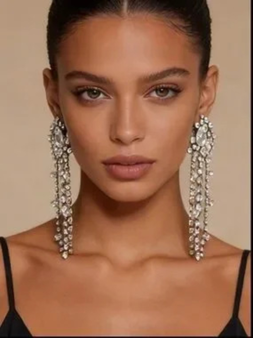 Luxury Gold Crystal Cascade Chandelier Earrings